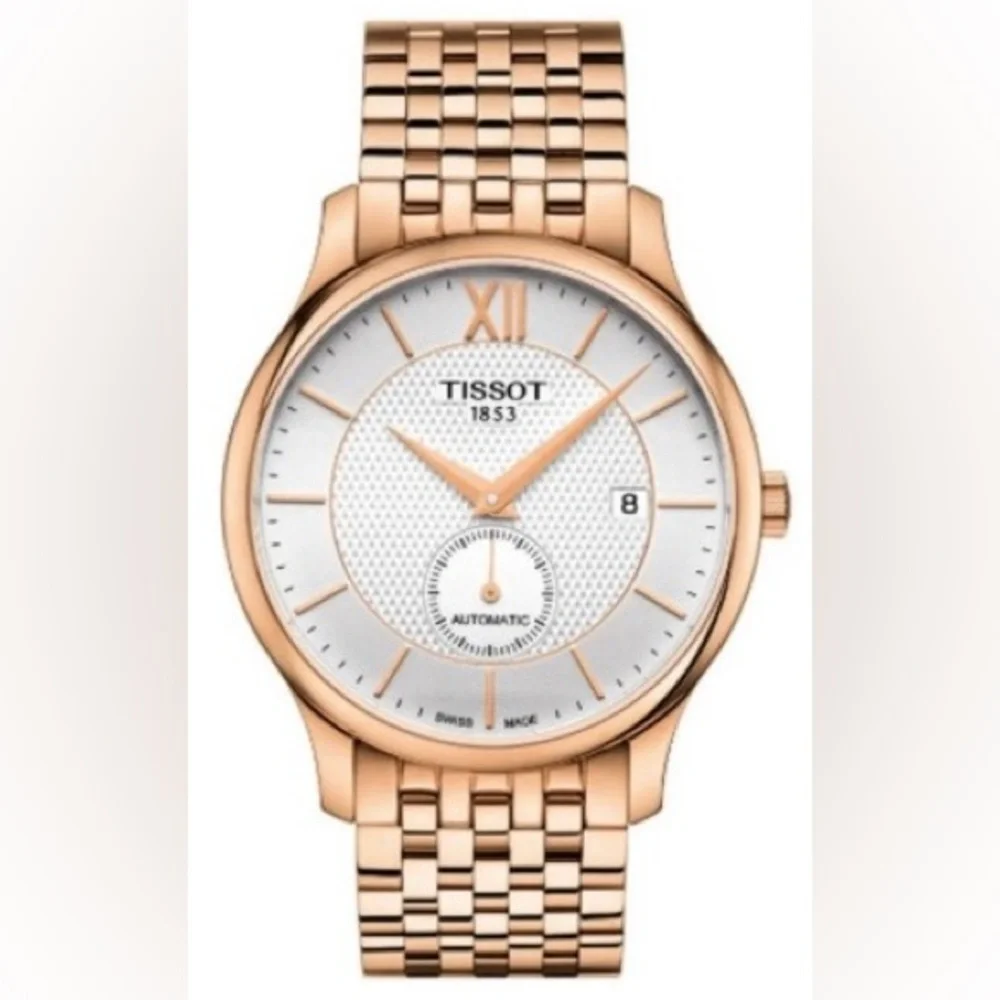 NWT Tissot Tradition Rose Gold and Silver Watch MEN